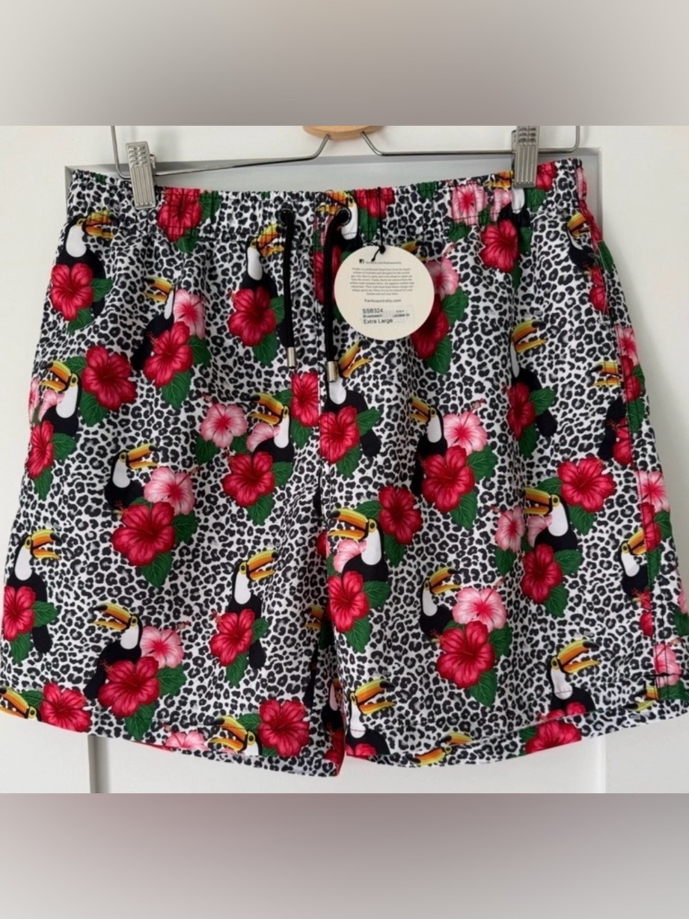 Frank’s Australia Toucan Leopard Swim Trunks XL BNWT | Tropical Beach Shorts